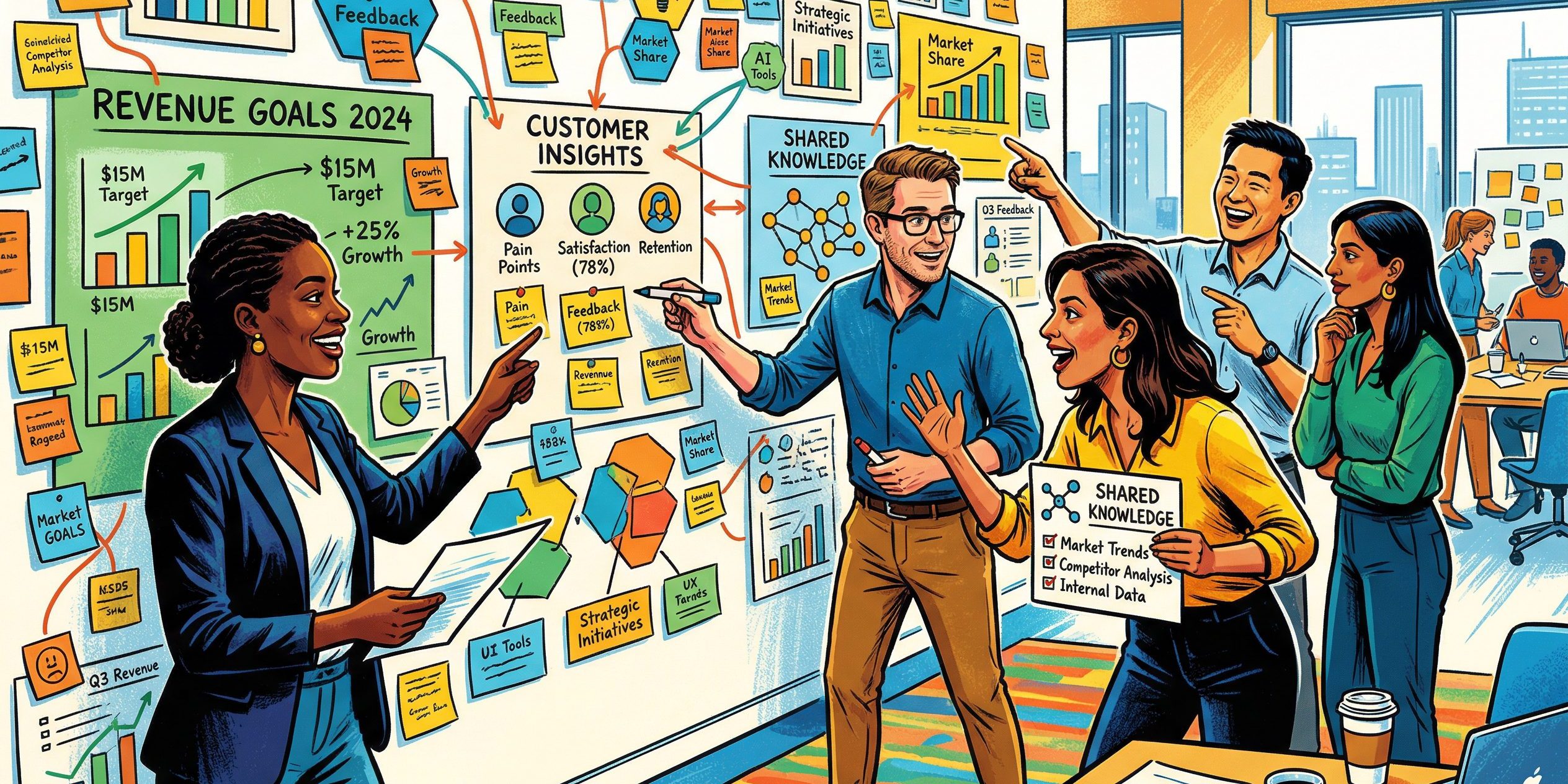 Business and knowledge management editorial illustration
